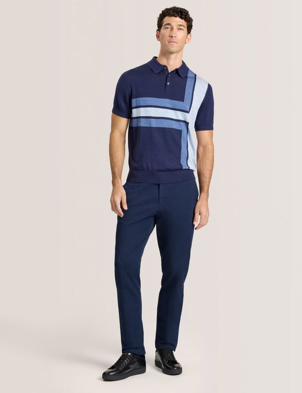 INTARSIA SWEATER POLO | NAVY