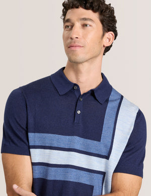 INTARSIA SWEATER POLO | NAVY