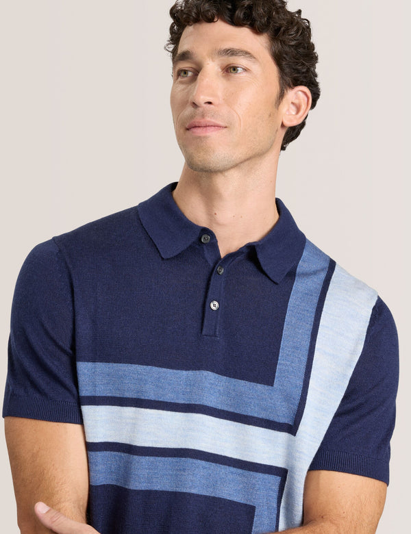 INTARSIA SWEATER POLO | NAVY