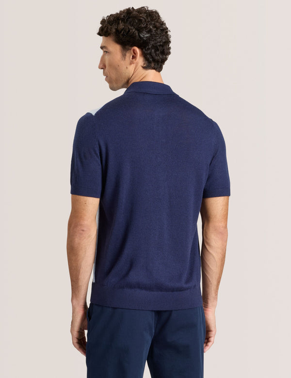 INTARSIA SWEATER POLO | NAVY