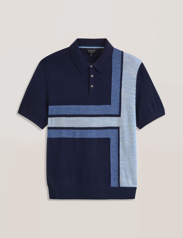 INTARSIA SWEATER POLO | NAVY