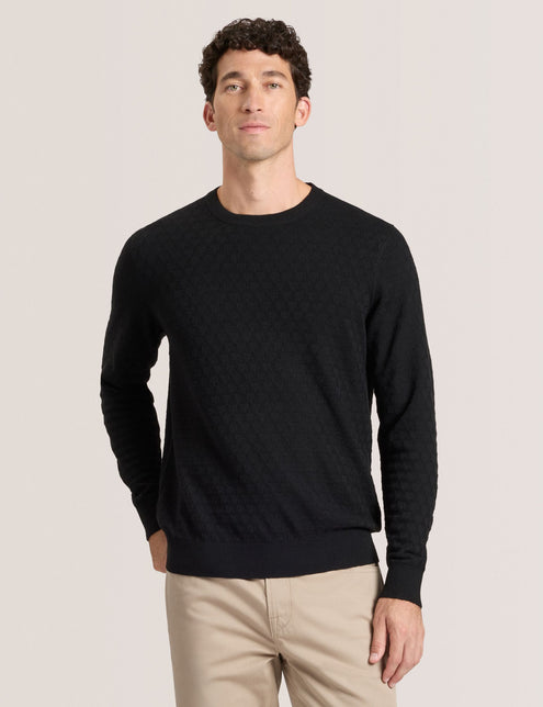 T STITCH LONG SLEEVE CREW NECK SWEATER | BLACK