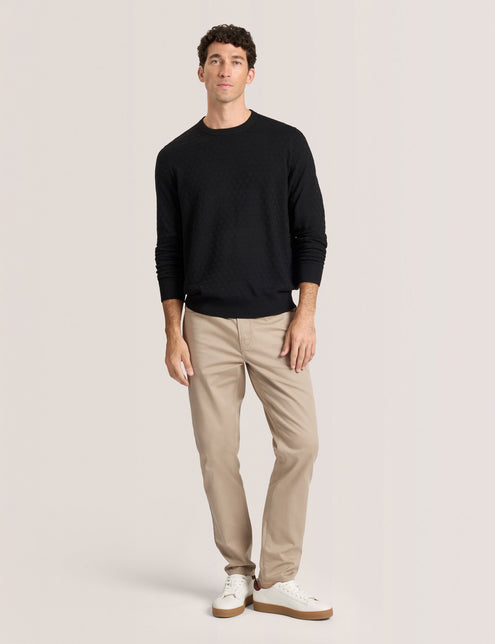 T STITCH LONG SLEEVE CREW NECK SWEATER | BLACK