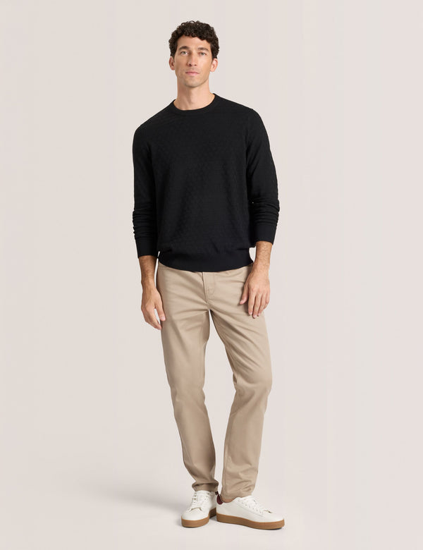 T STITCH LONG SLEEVE CREW NECK SWEATER | BLACK