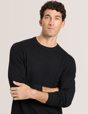 T STITCH LONG SLEEVE CREW NECK SWEATER | BLACK