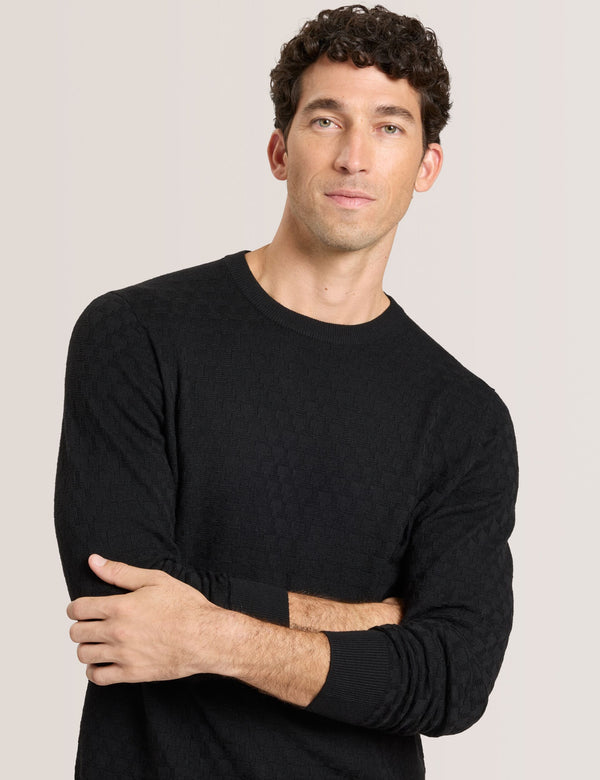 T STITCH LONG SLEEVE CREW NECK SWEATER | BLACK