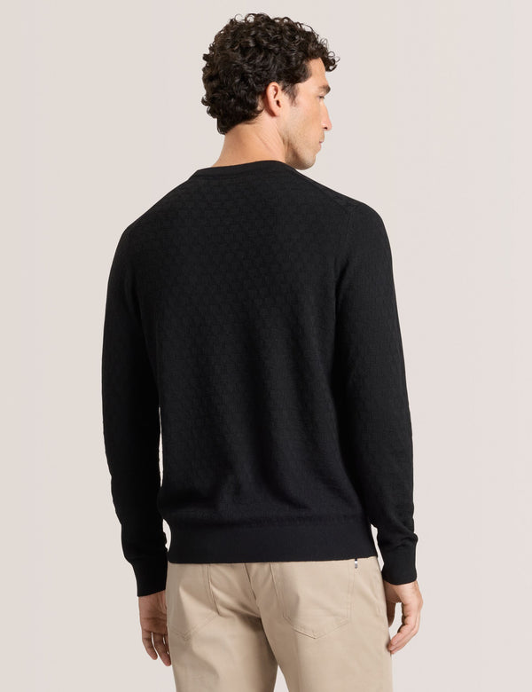 T STITCH LONG SLEEVE CREW NECK SWEATER | BLACK