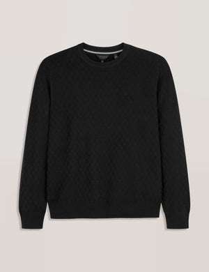 T STITCH LONG SLEEVE CREW NECK SWEATER | BLACK