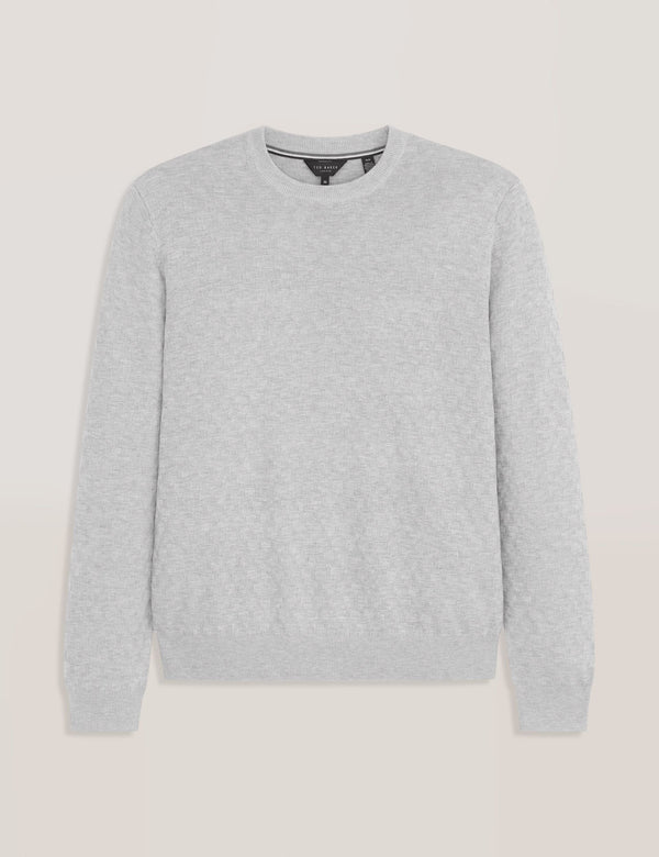 T STITCH LONG SLEEVE CREW NECK SWEATER | GREY HEATHER
