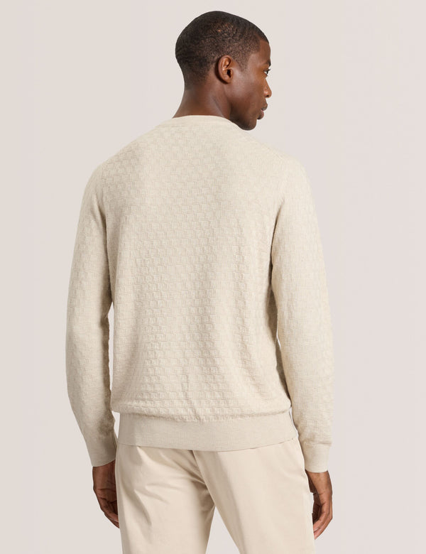 T STITCH LONG SLEEVE CREW NECK SWEATER | EGRET HEATHER