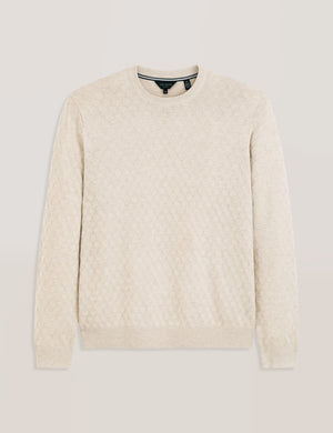 T STITCH LONG SLEEVE CREW NECK SWEATER | EGRET HEATHER