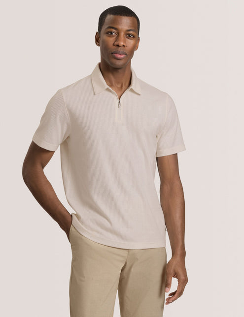 RIB ZIP POLO | ECRU