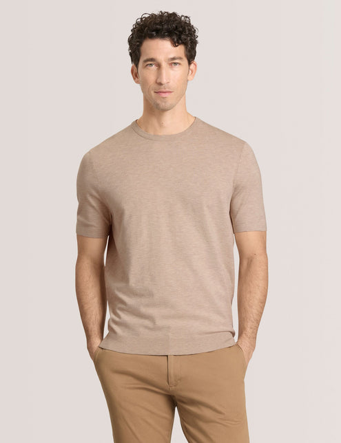 SHORT SLEEVE SWEATER | TAUPE
