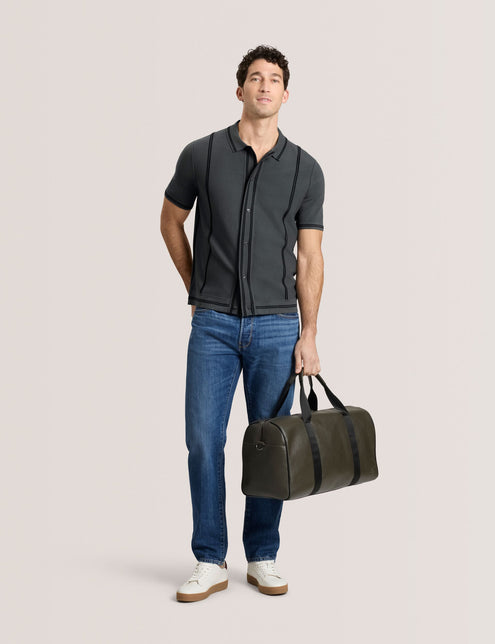 BUTTON FRONT SWEATER POLO | DK-GREY