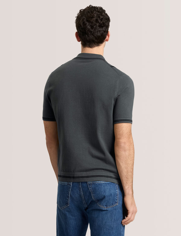 BUTTON FRONT SWEATER POLO | DK-GREY