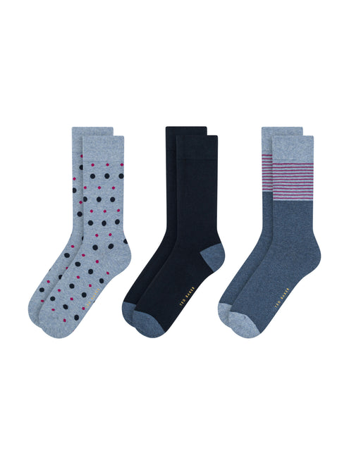 3 PAIRES DE CHAUSSETTES HOMME MONTANTES NON BOUCLÉES | BLEU