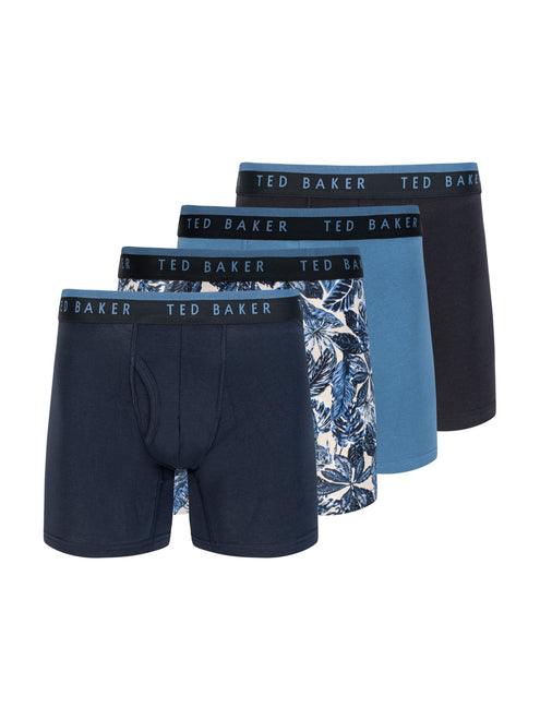 4 PK Cotton Stretch Boxer Brief | BLACK-TEAL