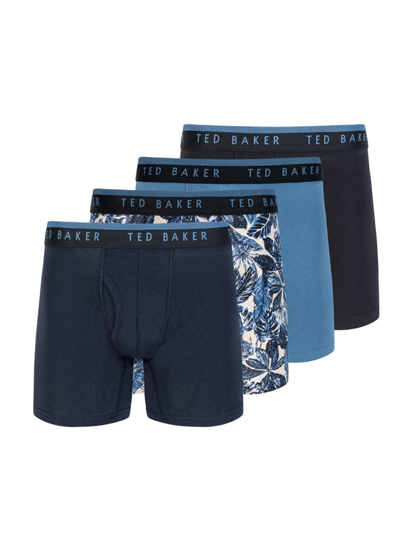 4 PK Cotton Stretch Boxer Brief | BLACK-TEAL